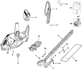 Default Diagram and Parts List for NHT524B Type 1 Black and Decker Trimmer